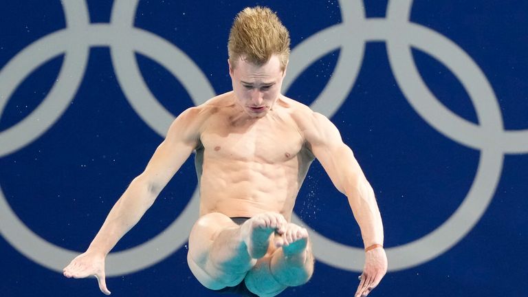 Britain's Jack Laugher competes in the men's 3m springboard diving semi-final at the 2024 Summer Olympics