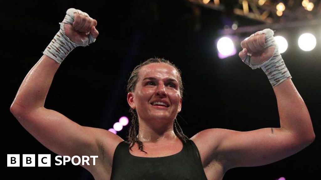 Chantelle Cameron celebrates victory over Elhem Mekhaled